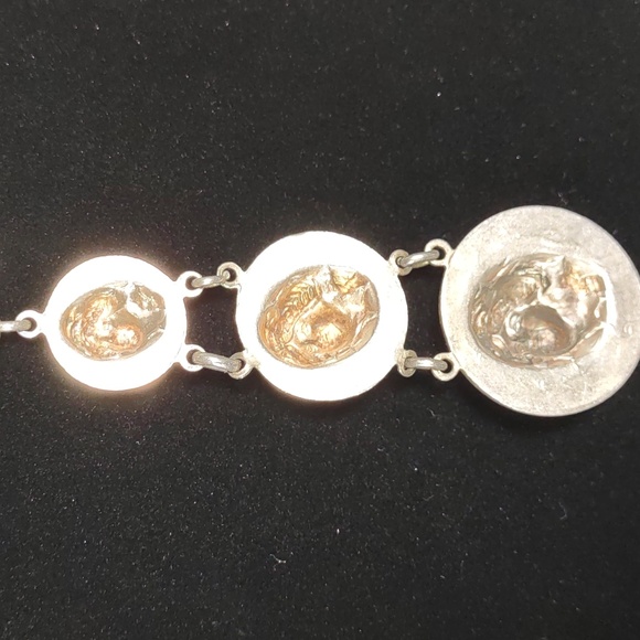 24" Silvertone Chain Link Necklace w/Triple Coin Medallion Pendant - Picture 5 of 5